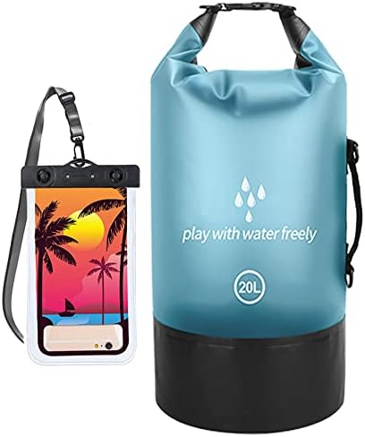 5L 10L 20L Waterproof Dry Bag - Waterproof Floating Backpack Roll Top Dry Sack Keeps Gear Dry,with Waterproof Phone Case for Kayaking,Rafting,Boating,Swimming,Camping,Beach and Fishing (20L-Blue)