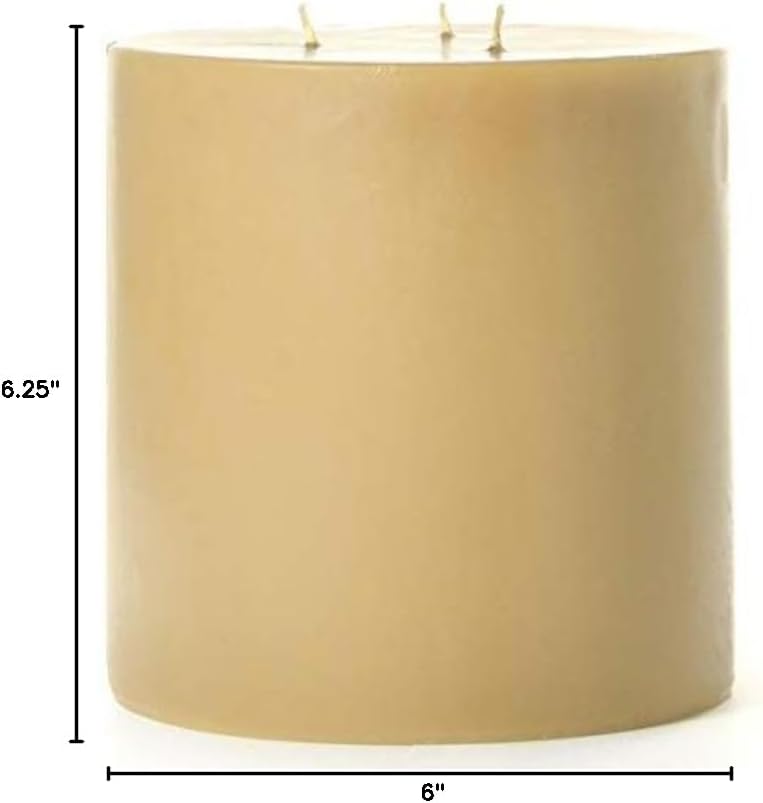 1 Pc, 6 x 6 Sandalwood Pillar Candle 100 to 120 Hours for Reception, Hotels, Churches, Or Restaurants Decor