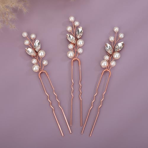 Horquillas para el pelo de boda con perlas Teyglen de cristal para tocados de mujer 1