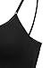 LE3NO Womens Fitted Cami Color Crop Top with Adjutable Straps, Black, Large