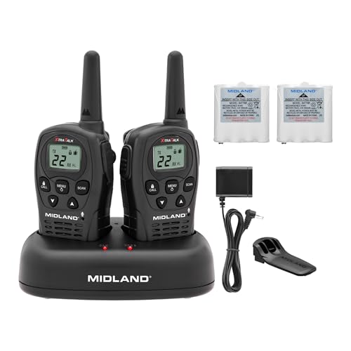 Midland – LXT500VP3, 22 Channel FRS Walkie Talkies with Channel Scan – Extended Range Two Way Radios, Silent Operation, Batteries Included (Pair Pack) (Black)