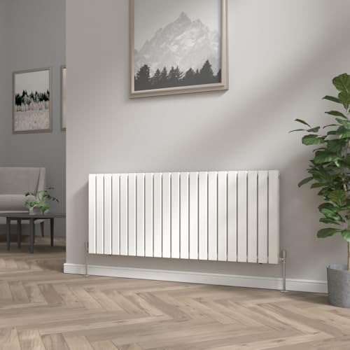 NRG Modern Radiator White 600x1428mm Double Flat Panel Heater Interior Designer Horizontal Bathroom Radiators
