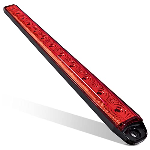True Mods 16 Inch 12 Red LED Trailer Light Bar Strip [Brake + Sequential Turn Signal][DOT FMVSS 108 SAE S2I6U2PS] IP67 Submersible Rear Running Center Marker ID Tail Lightbar 80 Marine Boat Trailer
