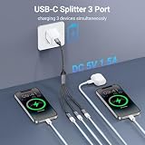 KiWiBiRD rozdzielacz USB C, 1x męski USB C do 3x żeńskie porty Type C, adapter USBC Splitter do ładowania i przesyłania danych, kompatybilny z laptopem MacBook PS5 telefonem pamięcią przenośną myszką