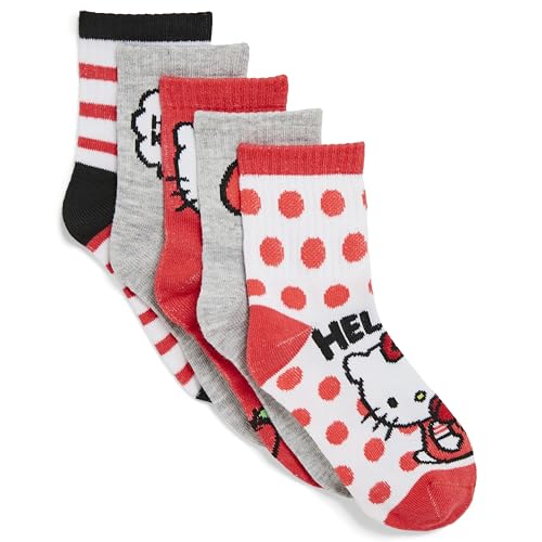 Hello Kitty Girls' 5 Pack Mid Crew Socks2
