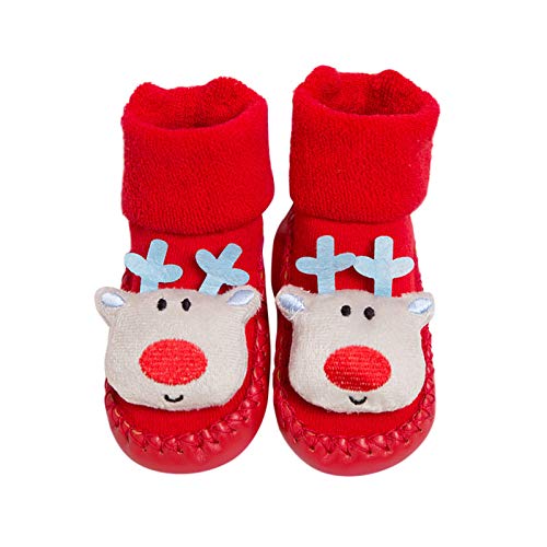 RNTOP Christmas Baby Socks Toddler Anti-Slip Cotton Winter Slipper Socks Santa Deer Floor Socks Infant Xmas Socks Shoes (Multicolor, 1-2 Years)