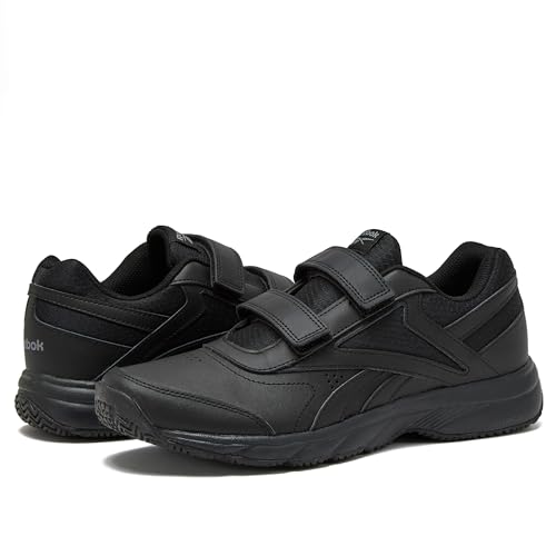 Reebok Work N Cushion Black Non Slip Work Men Shoes, Hook and Loop Mens Walking Shoes, Cold Grey/Black, 9
