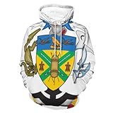 Sudadera con Capucha Doble Unisex Estampado De Islas Salomón Emblema Nacional Chaqueta Multifuncional Talla Grande Ajuste Holgado Bolsillo Canguro Tejido Elástico Caliente Confort