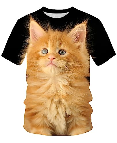 リアル3D立体猫顔プリント半袖Tシャツ