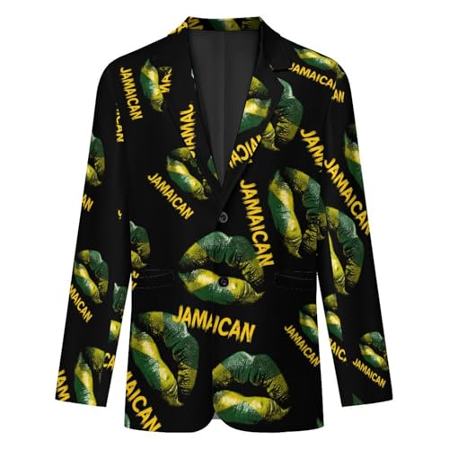 Jamaican Lipstick Print Men's Blazer Printed Button Suit Jacket Slim Sport Coat Blazers 5