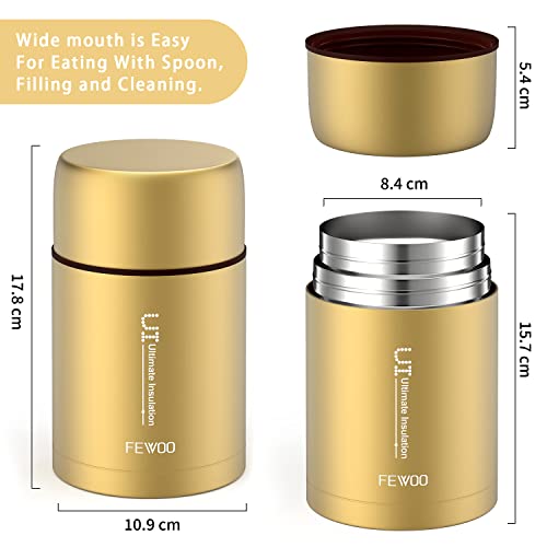 Thermo-Lunchbox Fewoo Edelstahl-Dose isoliert 800 ml BPA-frei