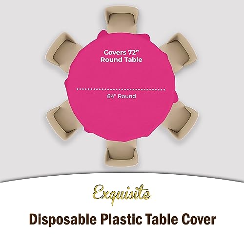 Image of Party Solids Cerise Round Plastic Tablecloth - 84 Inch, Pack of 24