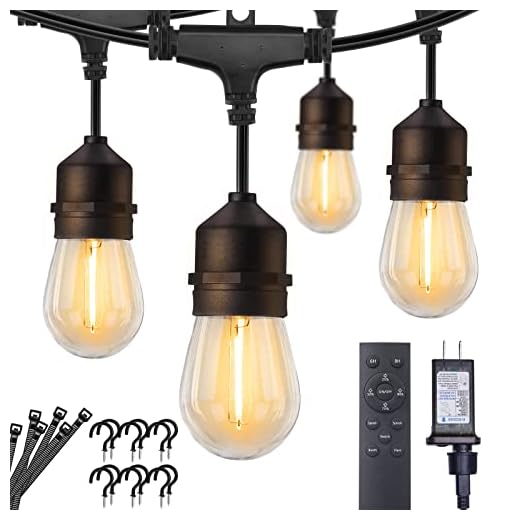 Outdoor String Lights - 52FT(42+10) 15 LED Cafe Lights with 3 Lighting Modes, Dimmable Patio Lights Decorative with Timer, Waterproof Hanging Lights for Outside Garden Yard Balcony Backyard Bistro