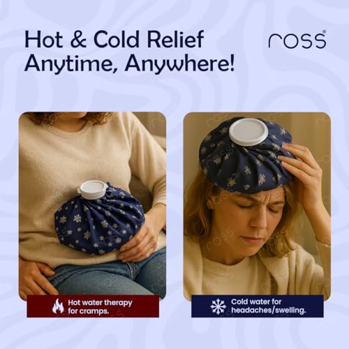 Image of ROSS Reusable Ice Bag for Pain Relief | 9 Inch Hot & Cold Therapy Ice Pack for Knee, Shoulder, Back, Neck, Injuries, Swelling | Leakproof Fabric Ice Bag for Headache, Muscle Pain, Sports Recovery (Multicolor)