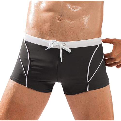 SMUXP Traje de baño para hombre, elásticos, ajustados, con bolsillos, pantalones cortos de playa transpirables con cintura ajustable, 2#gris oscuro, XL