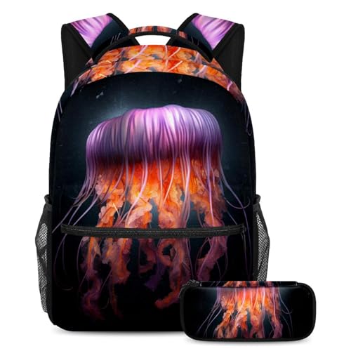 Sac à dos pour enfants garçons filles sac à livres de voyage pour étudiants deep ocean méduse
