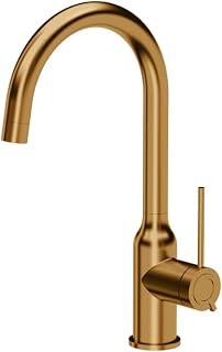 QUADRON grifo de cocina INGRID Q LINE SteelQ, grifo mezclador 360°, grifo de cocina acero inoxidable, función QFix, color: cobre, altura: 34 cm, parte superior: cerámica, acabado PVD cobre
