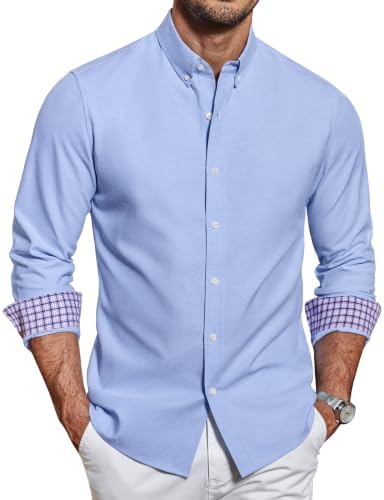 COOFANDY Herren Hemd Langarm Oxford Button Down Hemden Regular Fit Freizeithemd Baumwolle
