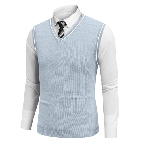 Sweater Vest Men VNeck Slim Fit Casual Sleeveless Knitted Pullover Sweaters Business Work Waistcoat Outerwear Vests