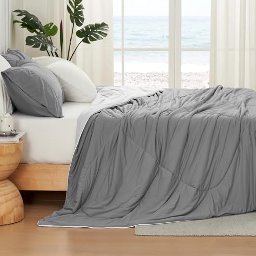 Cozy Bliss Cooling Comforter King XL Size, Cooling Blankets for Hot Sleepers and Night Sweats, Dark Light Gray Summer Comforter for King XL Bed, Breathable Soft Lightweight Silk Smooth by Cozy Bliss - Image 5