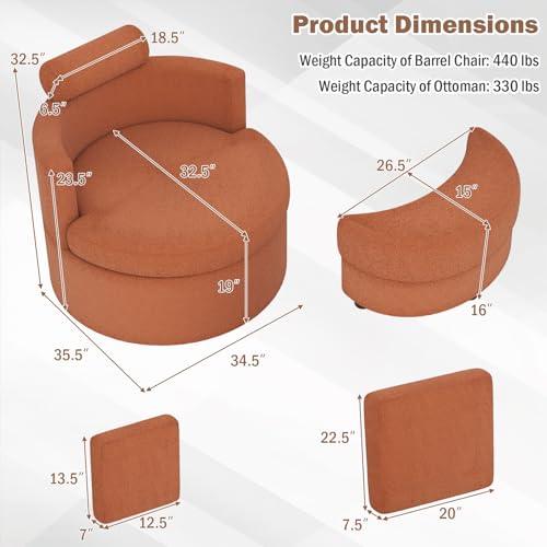 Sillón giratorio piel de conejo terracota miniatura 2