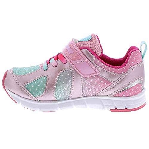 Tsukihoshi 3584 Rainbow Strap-Closure Machine-Washable Child Sneaker Shoe With Wide Toe Box And Slip-Resistant, Non-Marking Outsole - Rose/Mint, 12.5 Little Kid (4-8 Years) #TOP1