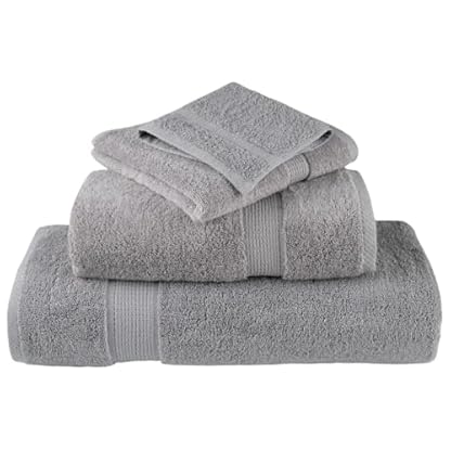 vidaXL Premium Handtücher 10 STK., Saunatuch Saugfähig, Badetuch mit Schlaufen, Strandtücher Duschtuch Gästetuch, Grau 100x200cm 600g/m² 100% Baumwolle – Bild 4