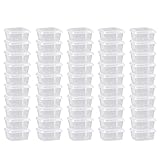 MIUPOO Quadrat Sauce Becher, Plastik Sauce Becher, transparente Sauce Bechers, mit Scharnierabdeckung, kann für alle Arten von Saucen, Quadrat 50 Sätze, 2 Unze verwendet werden.