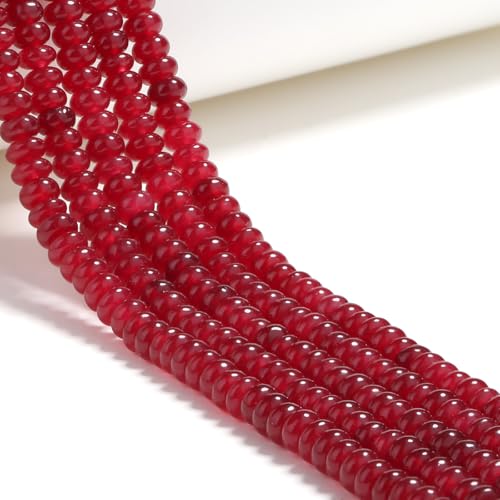 240 قطعة من خرز رونديل 2 × 4 ملم من زيوكسي، خرز من الاحجار الكريمة الطبيعية بلون احمر، خرز فاصل لصنع المجوهرات والاساور والقلائد والاقراط والحرف اليدوية