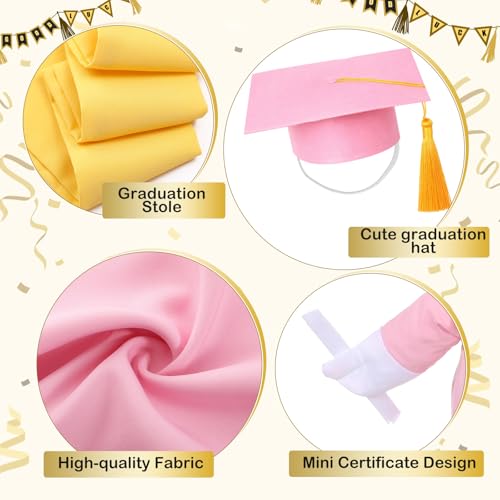 Cosblank Graduation Porch Goose Outfit Plastic Lawn Goose Clothes Graduation Cap and Gown Stoles Geese Outfit for Cement Geese Statue Outdoor Patio Yard Lawn Art Decoration(Pink,Gold,Cute,23") by Cosblank - Used condition - Image 3
