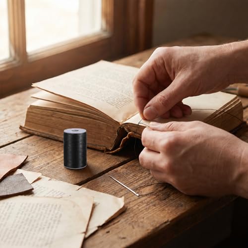 Hilo para coser poliéster beige 2 rollos 160 m miniatura 5