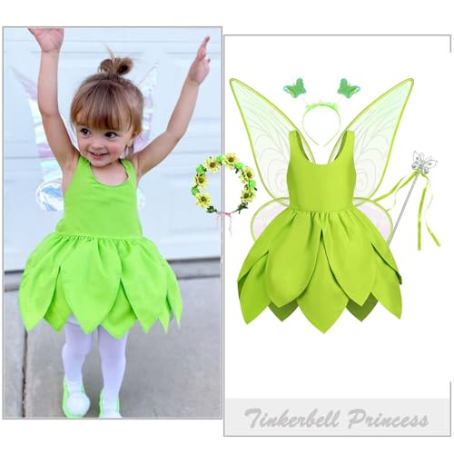 Disfraz de Hada Verde para Niñas Con Alas y Accesorios miniatura 5