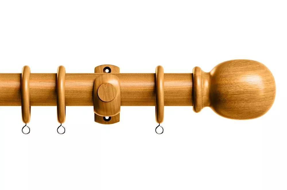 28mm Wooden Curtain Pole Set (180cm, Antique Pine)