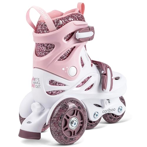 Cariboo Rollschuhe Für Kinder Inliner Für Anfänger Verstellbar S 31-35 Mit Lernlaufräder Glitzern Rosa Purpur Ballerina