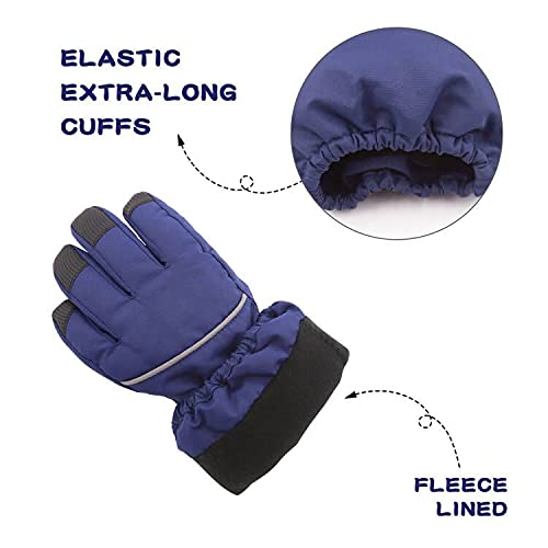 Image of BAVST Kids Winter Glove Boys Girls Snow Ski Waterproof Gloves for Teens Fleece Lining Warm Mittens Outdoor