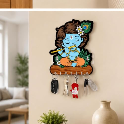 Image of Webelkart Premium Cute Krishna Key Holder for Home /Office Decor /Key Hanger for Wall Decor,Decorative Item for Home (Multi Krishna)