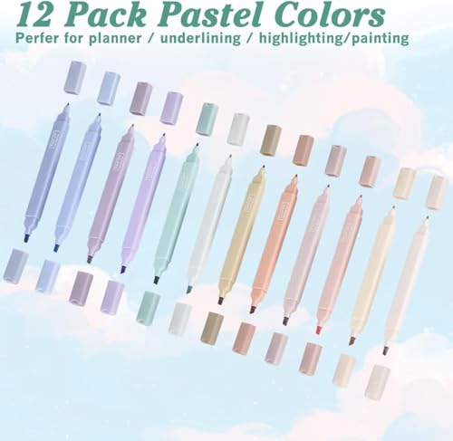 Image of Aesthetic Cute Highlighters, Bible Pastel markers and Pens, No-Bleed School Supplies and Office Journal DIY Home (Two Side Highlighters Pen) birthday return gifts for kids