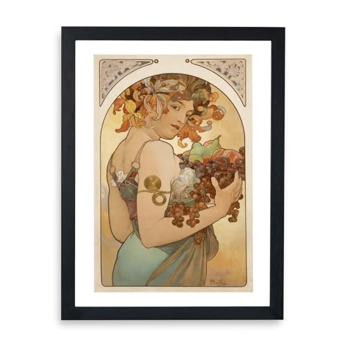 Alphonse Mucha Fruit affiche encadrée de taille petite pour décoration murale rétro
