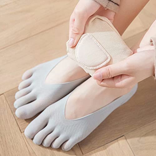 Campsis 5Pack Low-cut Invisible Full Five Finger Socks Black Thin Semi SheerSocks Non Slip Toe Liner Socks4