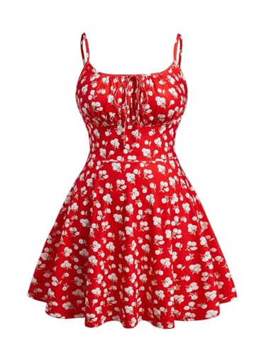 Image of Verdusa Women's Plus Size Floral Summer Dresses Boho Short Sundress Holiday Cami Flowy Dress