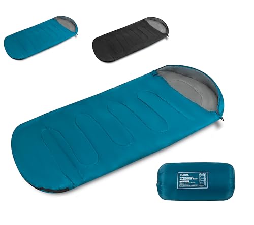 CROSS COUNTRY Extra Large Sleeping Bag for Adults - 220 x 100 cm | 3 Season 1.5Kg Plus Size Warm, Water-Resistant Wide Sleeping Bag with Drawstring Bag for Camping, Hiking, Indoor & Outdoor Activity