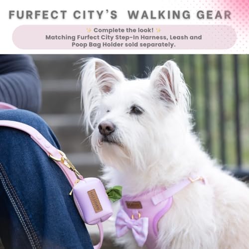 Image of Dog Poop Bag Holder with Leash attachment, Waste litter bag container, Lead accessories, Metal hook hands free holder, Zipper pouch stylish gold hardware (Pink)