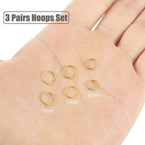 3 Pairs 14K Gold Filled Sterling Silver Small Hoop Earrings For Women Tiny Cartilage Hoop Earring Helix Tragus Piercing Jewelry 22G Nose Rings Hoops For Girls #TOP3