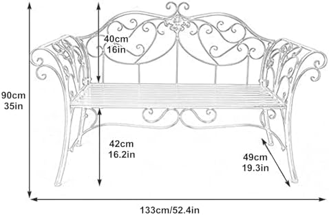 Outdoor Metal Garden Bench, Retro Patio Chair with Backrest & Armrests, Weatherproof for Porch, Lawn & Balcony - Stylish Blue Decor for Backyard Relaxation
