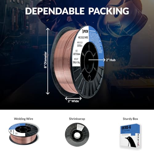 (8 Pack) PGN Solid MIG Welding Wire - ER70S-6 .030 Inch, 10 Pound Spool - Mild Steel MIG Wire with Low Splatter and High Levels of Deoxidizers - For All Position Gas Welding