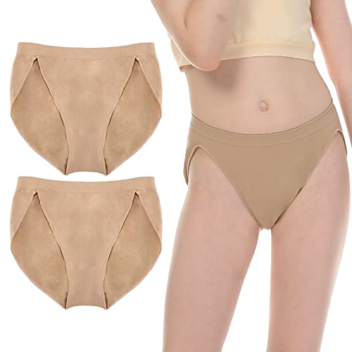 Nimoni 2 Pack Nude Ballet Dance Briefs For Women And Girls, Beige High Cut Cotton Dance Briefs Shorts Gymnastics Underwear #TOP14