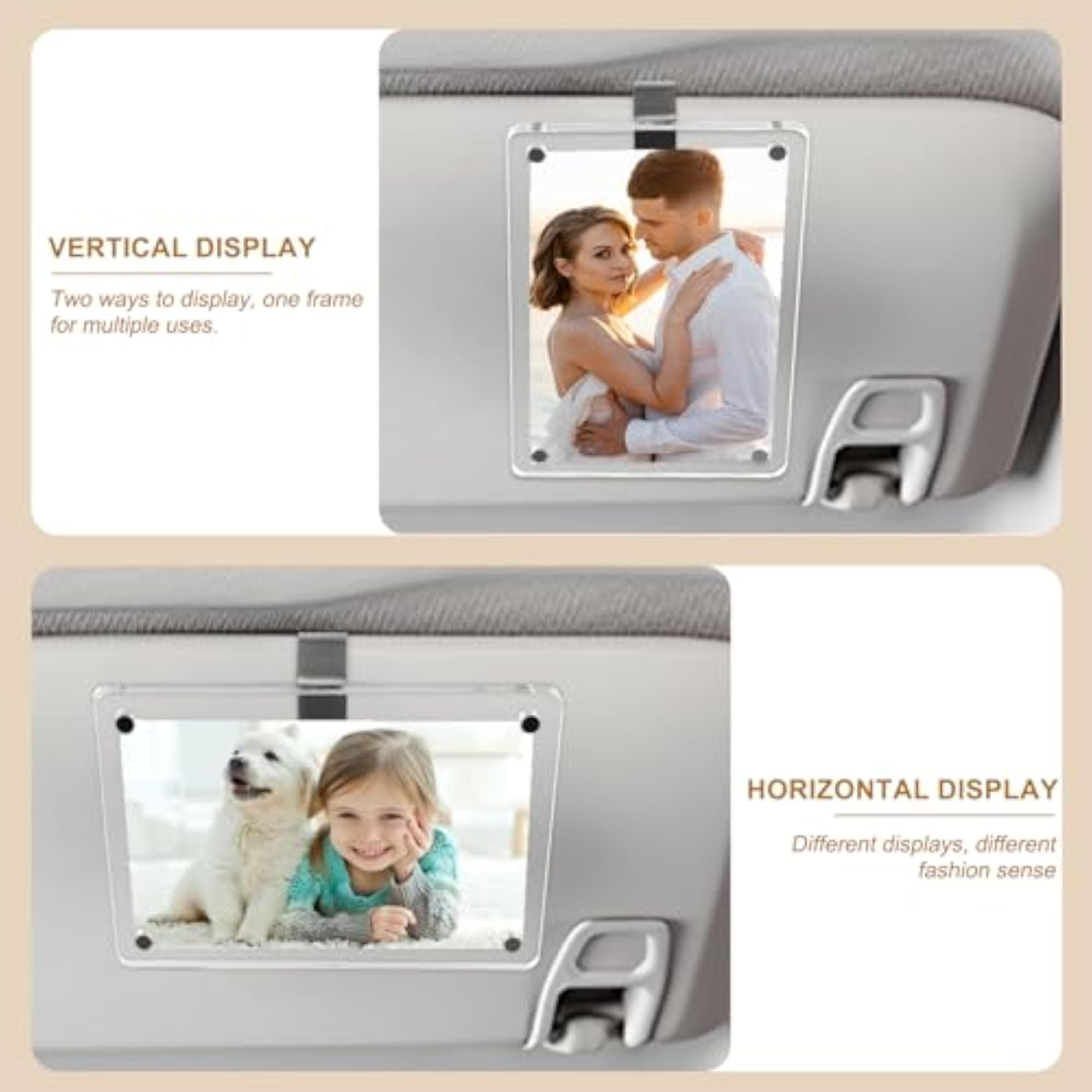 Car Visor Photo Clip, Acrylic Magnetic Frame