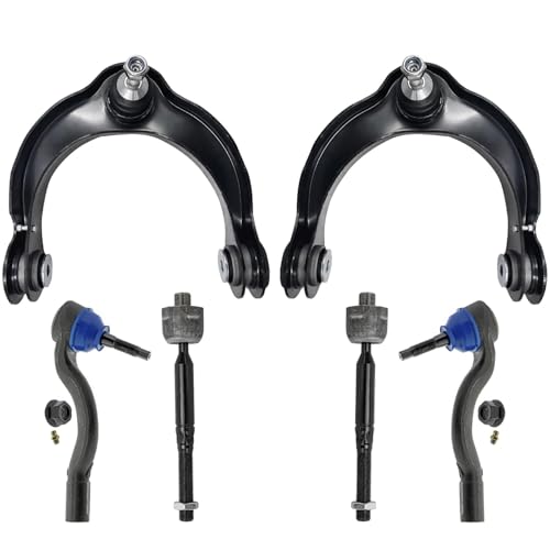 Image of Detroit Axle - 6pc Front Control Arms Kit for 2016-2020 Dodge Durango Jeep Grand Cherokee, 2 Upper Control Arms w /Ball Joint 4 Outer Inner Tie Rods 2017 2018 2019 Replacement