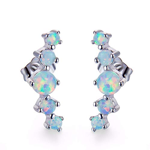 Boucles d'oreilles opale blanche en argent 925 de prestige