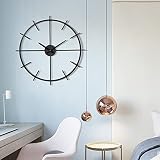 RiteSune 21 Inch Modern Minimalist Wall Clock, Battery Operated Quartz Movement, Black Metal Decor C